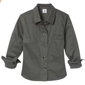 CABI Crossroads Utility Jacket Olive Green Cotton Canvas Fitted #5298 Sz L